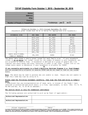 TEFAP Eligibility Form