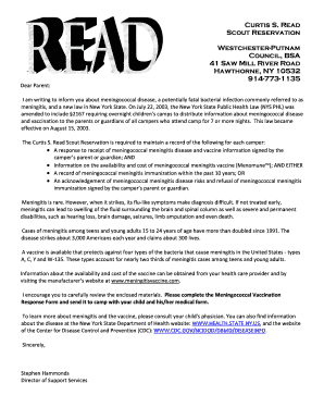 New York Meningococcal Vaccination Response Form