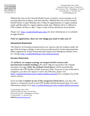GWU Mandatory Health Form