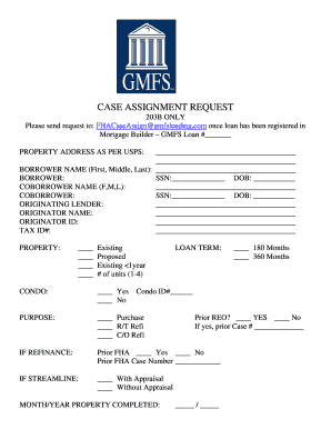 FHA Case Assignment Request Form