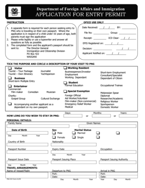 Papua New Guinea Entry Permit Application