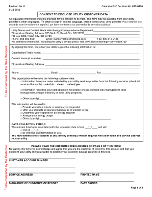 Colorado Utility Customer Data Disclosure Consent