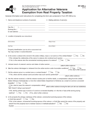 New York State Alternative Veterans Exemption Form