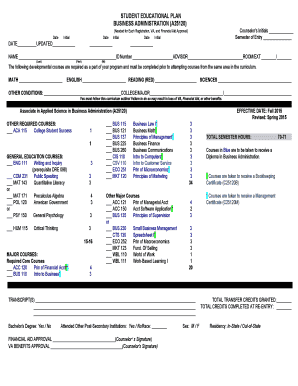 Student Educational Plan for Business Administration