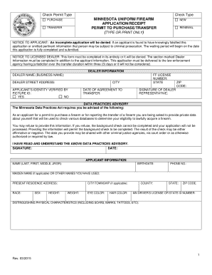 Minnesota Uniform Firearm Application