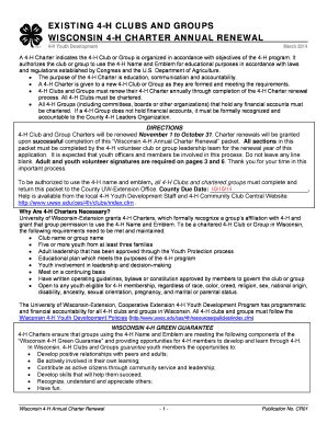 Wisconsin 4-H Club Charter Renewal