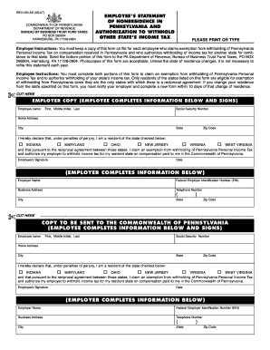 Pennsylvania Employee Nonresidence Statement