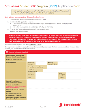 Scotiabank Student GIC Program Application Form