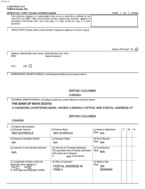 British Columbia Mortgage Form B