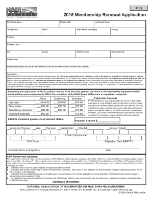 NAUI Membership Renewal Application