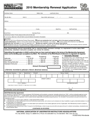 NAUI Membership Renewal Application