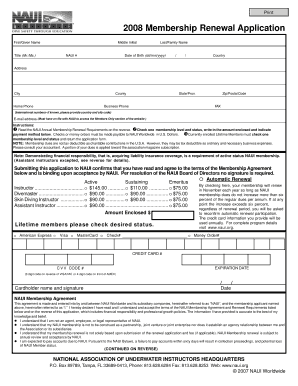 2008 NAUI Membership Renewal Application
