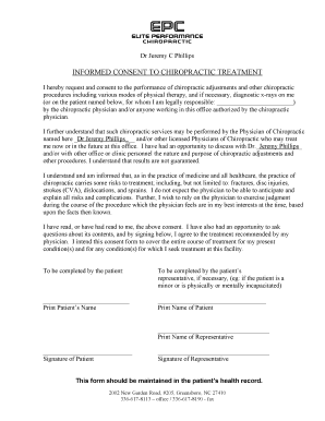 Informed Consent to Chiropractic Treatment