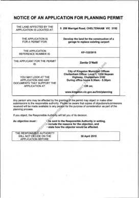 Fillable Online Notice of an bapplicationb for planning 