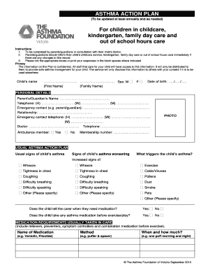 Asthma Action Plan for Childcare