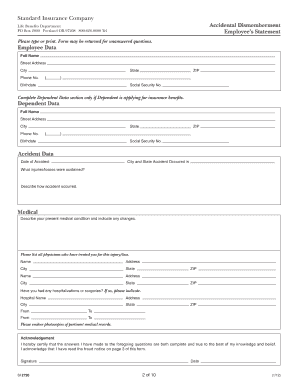 Standard Insurance Accidental Dismemberment Claim Form