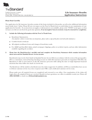 Standard Insurance Life Benefits Claim Form
