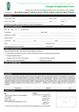 Kindergarten Change of Application Form