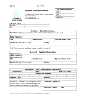Ultratech Payment Authorization Form
