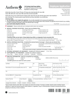 Anthem Blue Cross Small Group Employee Application