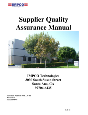 Supplier Quality Assurance Manual - Impco Technologies, Inc. - impco