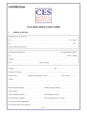 Teacher Application Form