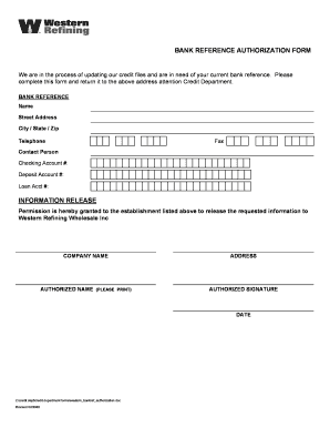 Bank Reference Authorization Form