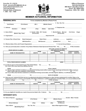 State of Delaware Member Actuarial Information Form