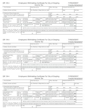 City of Grayling Employee Withholding Certificate