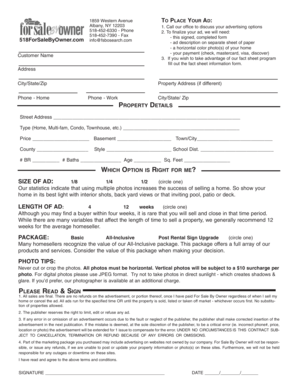 For Sale By Owner Advertisement Form