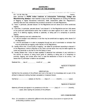 Anti-Ragging Affidavit for Student and Parent