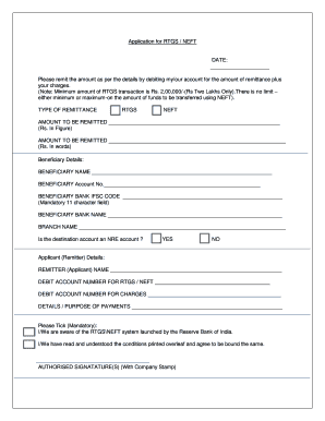 RTGS/NEFT Fund Transfer Application