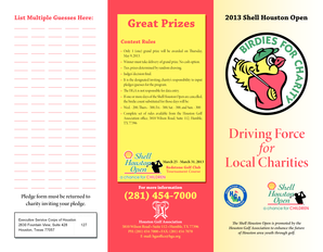 Shell Houston Open Birdies for Charity Pledge Form