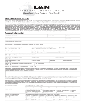 L&N Federal Credit Union Employment Application