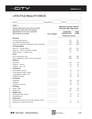 Lifestyle Reality Check Questionnaire