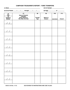Campaign Treasurer's Report - Fund Transfers