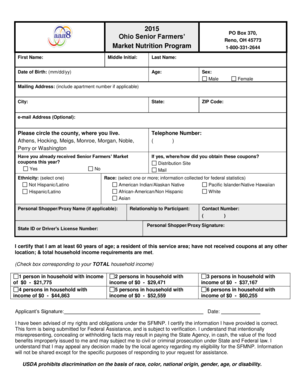 Ohio Senior Farmers' Market Nutrition Program Application