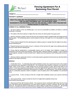 Fencing Agreement For A Swimming Pool Permit