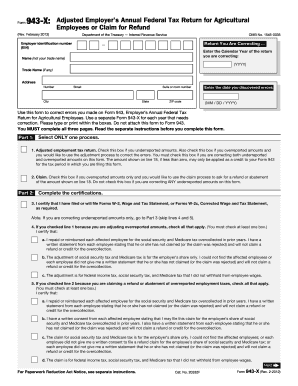 Form 943-X Adjusted Employer’s Annual Federal Tax Return