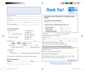 United Way Donation Pledge Card