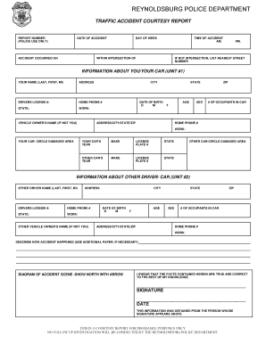 Reynoldsburg Police Traffic Accident Courtesy Report