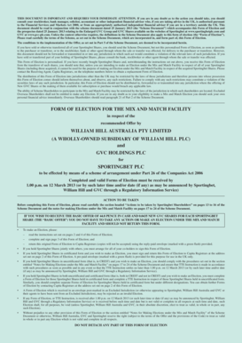 Sportingbet Shareholder Mix and Match Election Form