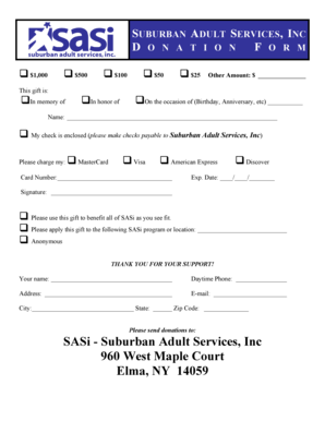 Suburban Adult Services Donation Form