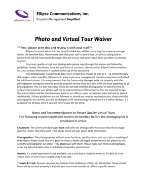 Virtual Tour Photography Waiver