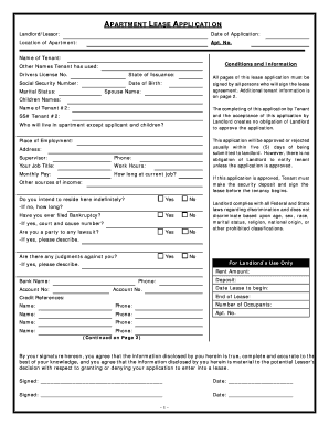 Apartment Lease Application
