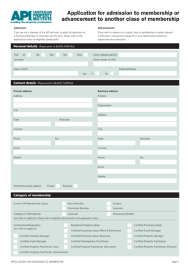 Application for Admission to Membership
