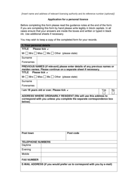 UK Personal Licence Application