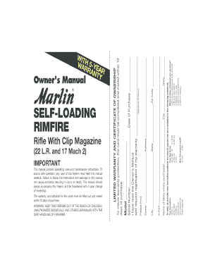 Marlin Firearms Limited Warranty and Certificate of Ownership