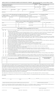 Colorado Bankers Life Insurance Application