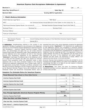American Express Card Acceptance Addendum